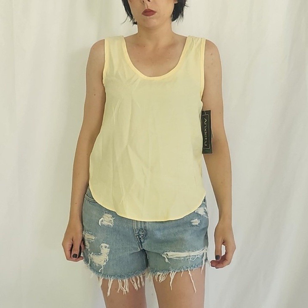 90s Deadstock Yellow Sleeveless Blouse